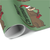 Lustiges Frettchen, das Saxophon-Weihnachtskunst Geschenkpapier (Rolleneckpunkt)