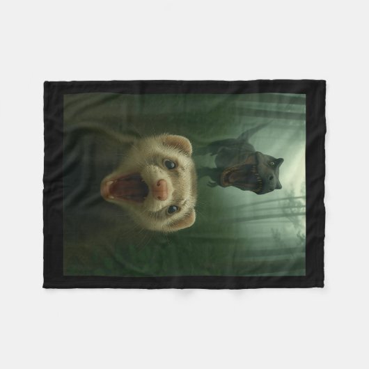 Lustiges Frettchen-Selfie mit T-Rex-Dinosaurier-Ge Fleecedecke (Vorderseite (Horizontal))