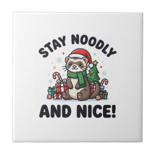 Lustiges Frettchen-Weihnachten Bleib Noodly und ne Fliese