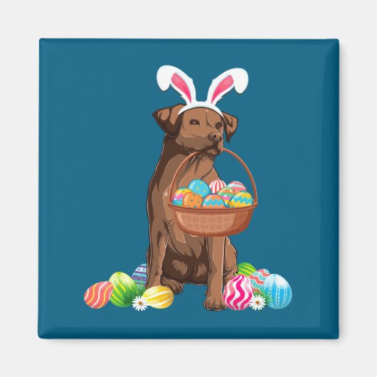 Lustiges Frohe Ostern Schokolade Labrador Hase Magnet (Vorne)