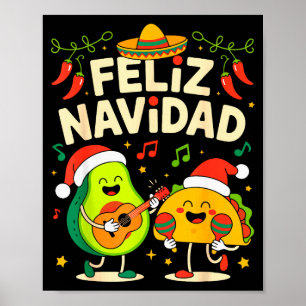 Lustiges Frohe Weihnachten Avocado Tacos Mexikanis Poster