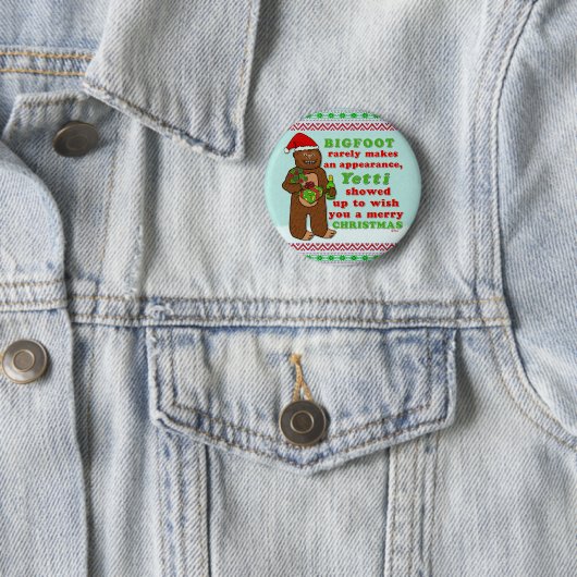 Lustiges frohe Weihnachten Bigfoots Sasquatch Button (Beispiel)