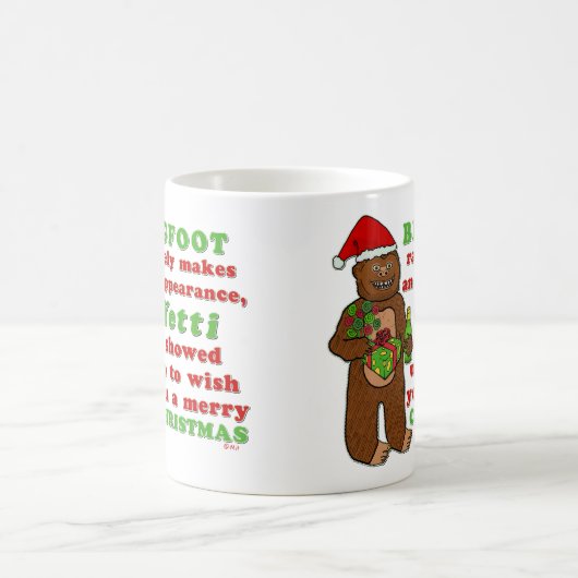 Lustiges frohe Weihnachten Bigfoots Sasquatch Kaffeetasse (Mittel)
