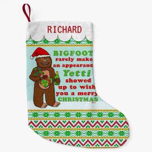 Lustiges frohe Weihnachten Bigfoots Sasquatch Kleiner Weihnachtsstrumpf (Vorderseite)
