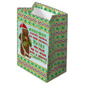 Lustiges frohe Weihnachten Bigfoots Sasquatch Mittlere Geschenktüte (Rückseite Schrägansicht)