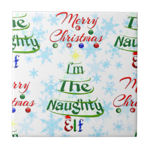 Lustiges Frohe Weihnachten Feiertags Unartiger Elf Fliese