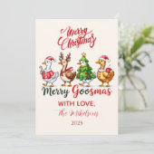 Lustiges Frohes Gänsemas Weihnachten (Stehend Vorderseite)