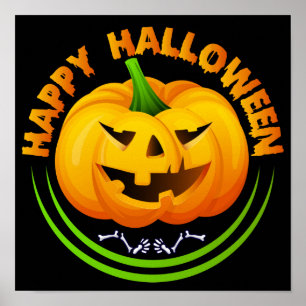 Lustiges Frohes Halloween Gruseliger Kürbis Poster