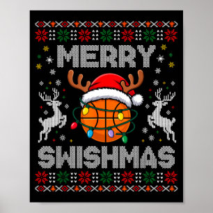 Lustiges Frohes Swishmas Basketball Weihnachten Re Poster
