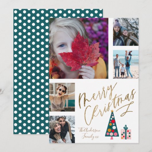 Lustiges Frohes Weihnachten Gold Schrift Foto Coll (Vorne/Hinten)