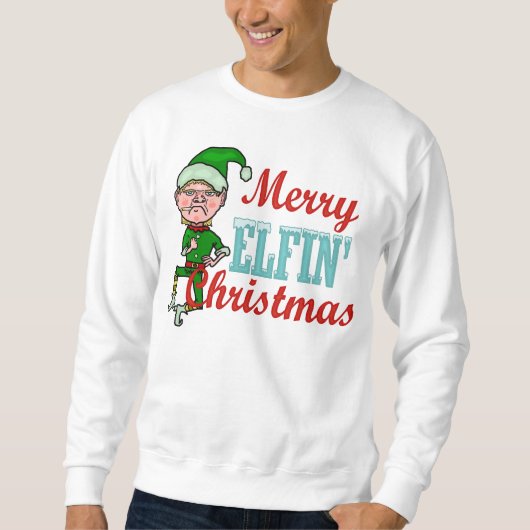 Lustiges fröhliches Elfenweihnachtself-Wortspiel Sweatshirt (Vorderseite)