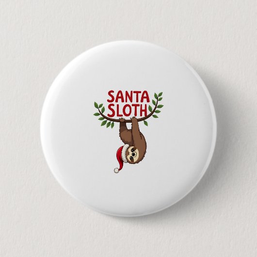 Lustiges Fröhliches Faultier-Weihnachten Faultier  Button (Vorderseite)