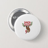 Lustiges Fröhliches Faultier-Weihnachten Faultier  Button (Vorne & Hinten)