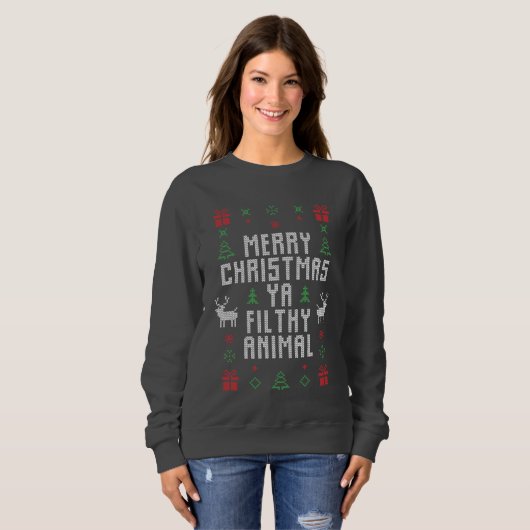 lustiges fröhliches Weihnachtsschmuck Sweatshirt (Vorne ganz)
