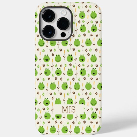 Lustiges Froschgesichter Muster Monogramm Case-Mate iPhone Hülle (Rückseite)