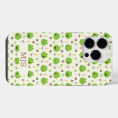 Lustiges Froschgesichter Muster Monogramm iPhone Hülle (Rückseite (Horizontal))