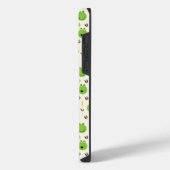 Lustiges Froschgesichter Muster Monogramm iPhone Hülle (Linke Seite)
