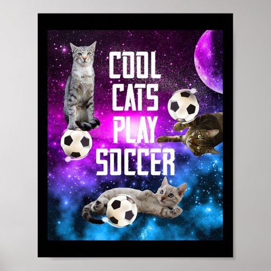 Lustiges Fußball-Design-Spruch Katzen Poster (Vorne)