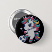 Lustiges Fußball-Einhorn, einfach ein Mädchen, das Button (Vorne & Hinten)