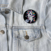Lustiges Fußball-Einhorn, einfach ein Mädchen, das Button (Beispiel)