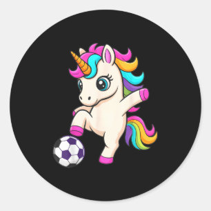 Lustiges Fußball-Einhorn, einfach ein Mädchen, das Runder Aufkleber