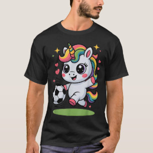 Lustiges Fußball-Einhorn, einfach ein Mädchen, das T-Shirt