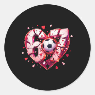 Lustiges Fußball-Herz 67 Sechs Sieben Valentinsgru Runder Aufkleber