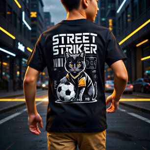 Lustiges Fußball-Katzen-Straßen-Stürmer-Geschenk f T-Shirt