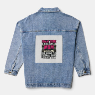 Lustiges-Fußball-Mama-Vintage-Stickerei-Shirt-Desi Jeansjacke
