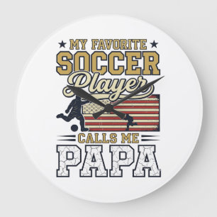 Lustiges Fußball-Papa-Vintage-Shirt-Design_1 Große Wanduhr