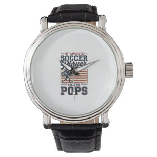 Lustiges Fußball-Pops Vintage-Stickerei-Shirt-Desi Armbanduhr