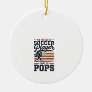 Lustiges Fußball-Pops Vintage-Stickerei-Shirt-Desi Keramik Ornament