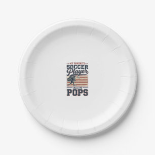Lustiges Fußball-Pops Vintage-Stickerei-Shirt-Desi Pappteller
