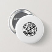 Lustiges Fußballfuß-Warnung Vintage-Shirt-Design_1 Button (Vorne & Hinten)