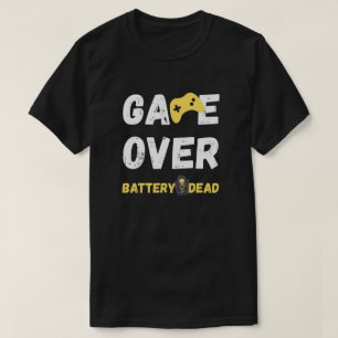 Lustiges Game Over Batterie Leer Kunst T-Shirt