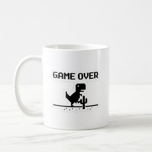 Lustiges Game Over Pixel Dinosaur Kein Internet  Kaffeetasse (Links)
