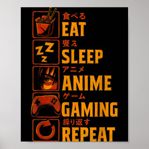 Lustiges Gamer Anime Grafik T-Shirt Männer Jungen Poster