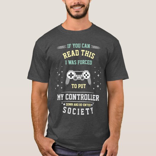 Lustiges Gamer-Controller-Down-Shirt T-Shirt (Vorderseite)
