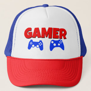 Lustiges Gamer-Hut-Rot und Blau Truckerkappe