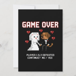 Lustiges Gamer-Paar Hochzeit 'Game Over' Retro Pix