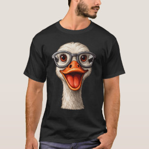 Lustiges Gans Mit Brille T-Shirt – Süße Nerd-Ente