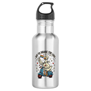 Lustiges Gänse-Roller-Liebe Vintage-Shirt-Design_1 Edelstahlflasche