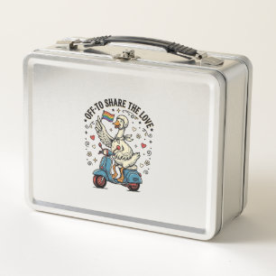 Lustiges Gänse-Roller-Liebe Vintage-Shirt-Design_1 Metall Brotdose