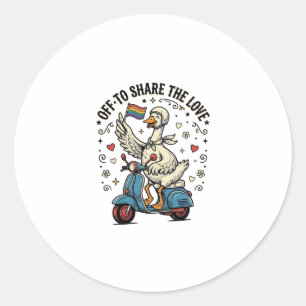 Lustiges Gänse-Roller-Liebe-Vintage-Shirt-Design_1 Runder Aufkleber