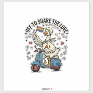 Lustiges Gänse-Scooter-Liebe Vintage-Shirt-Design_ Aufkleber