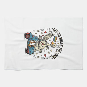 Lustiges Gänse-Scooter-Liebe Vintage-Shirt-Design_ Geschirrtuch