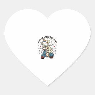 Lustiges Gänse-Scooter-Liebe Vintage-Shirt-Design_ Herz-Aufkleber