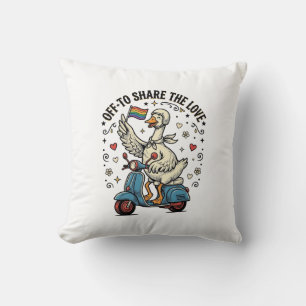 Lustiges Gänse-Scooter-Liebe Vintage-Shirt-Design_ Kissen