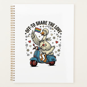Lustiges Gänse-Scooter-Liebe Vintage-Shirt-Design_ Planer