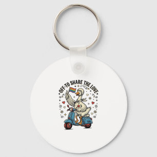 Lustiges Gänse-Scooter-Liebe Vintage-Shirt-Design_ Schlüsselanhänger